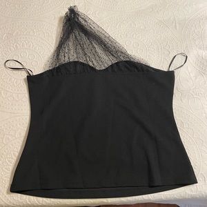 Black Top One shoulder with sheer black material covering. XL NWOT